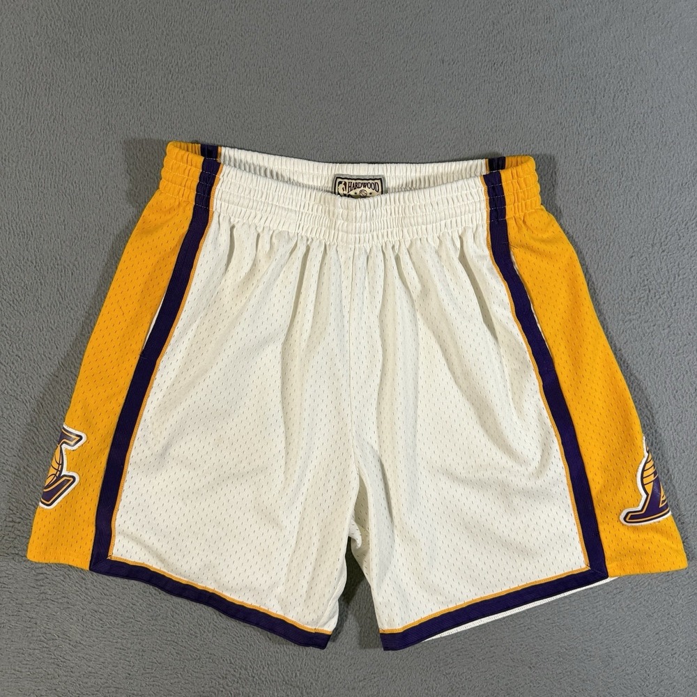 Los Angeles Lakers Mitchell & Ness Swingman Shorts Men's Size XL‎ Cream Yellow